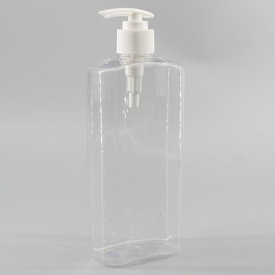 500/550ml PET Clear Square Shampoo Shower Gel Bottle Home Use Large Volume Transparent Toiletries Flat Plastic Bottle