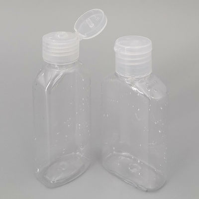 60ml Empty Square Alcohol Disinfection Gel Bottle, PET Plastic Clear Hand Sanitizer Bottle With PP Flip Top Cap