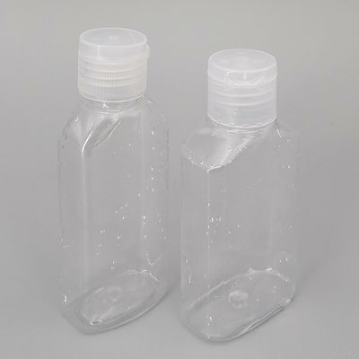 60ml Empty Square Alcohol Disinfection Gel Bottle, PET Plastic Clear Hand Sanitizer Bottle With PP Flip Top Cap
