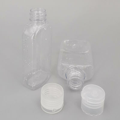 60ml Empty Square Alcohol Disinfection Gel Bottle, PET Plastic Clear Hand Sanitizer Bottle With PP Flip Top Cap