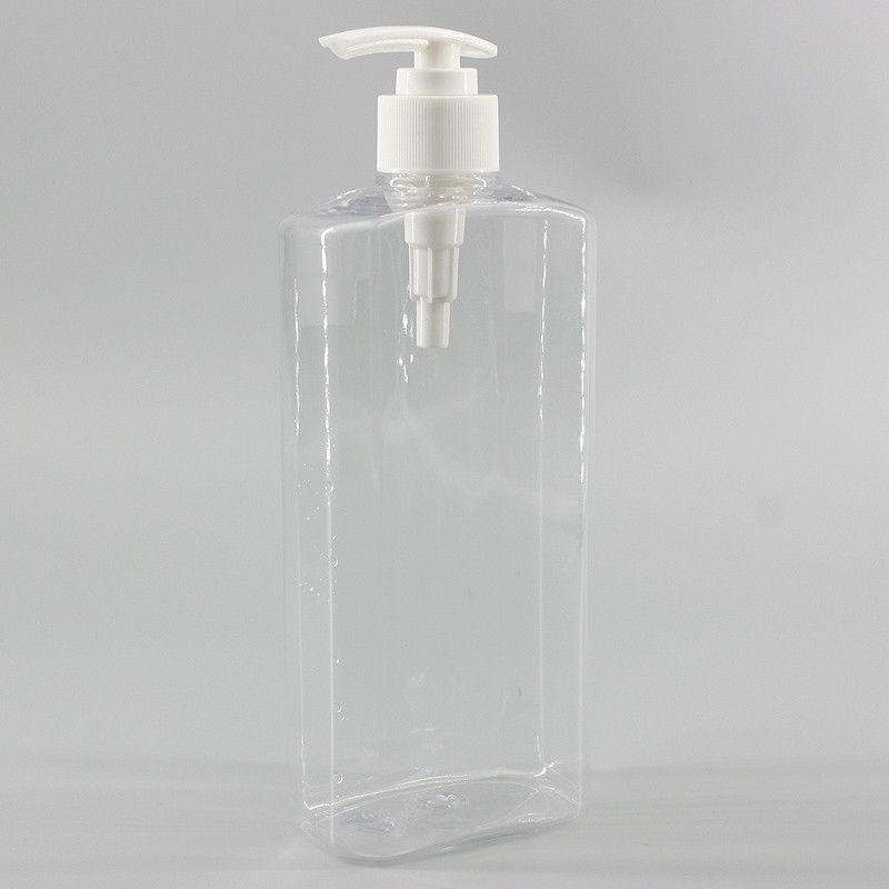 500/550ml PET Clear Square Shampoo Shower Gel Bottle Home Use Large Volume Transparent Toiletries Flat Plastic Bottle