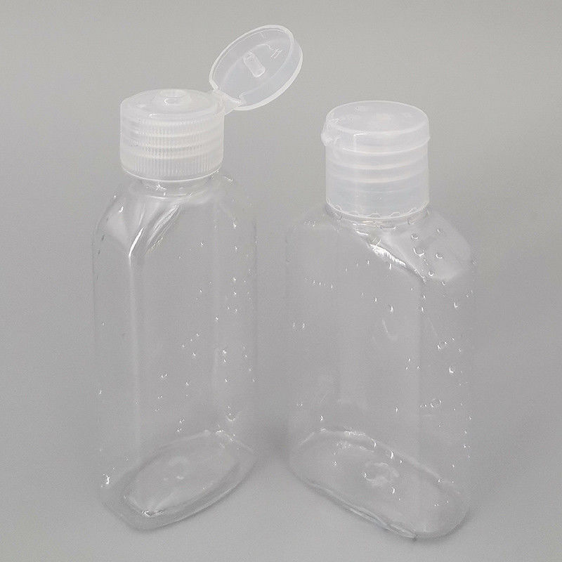 60ml Empty Square Alcohol Disinfection Gel Bottle, PET Plastic Clear Hand Sanitizer Bottle With PP Flip Top Cap